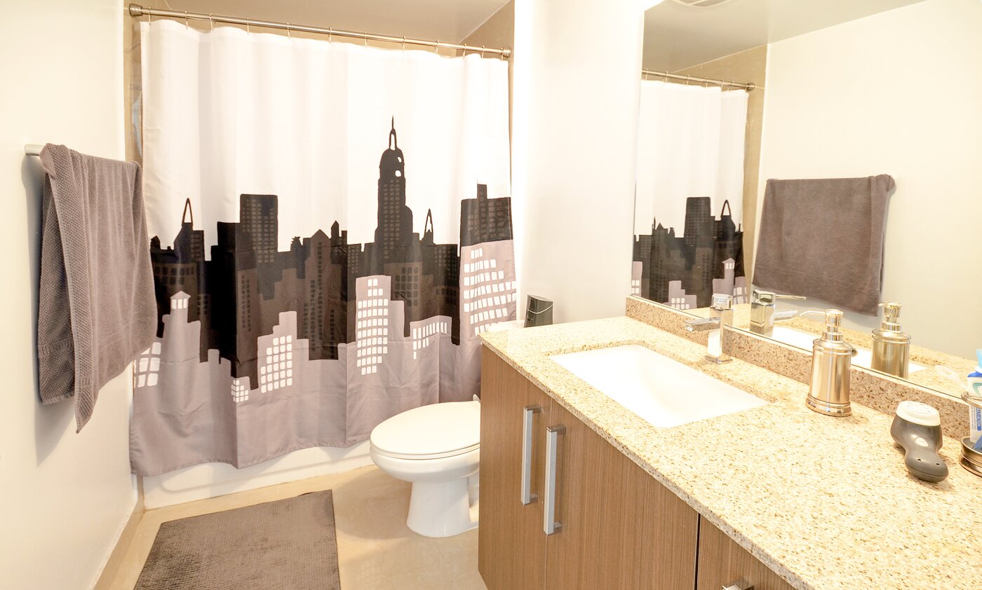 Modern bathroom with granite vanity
