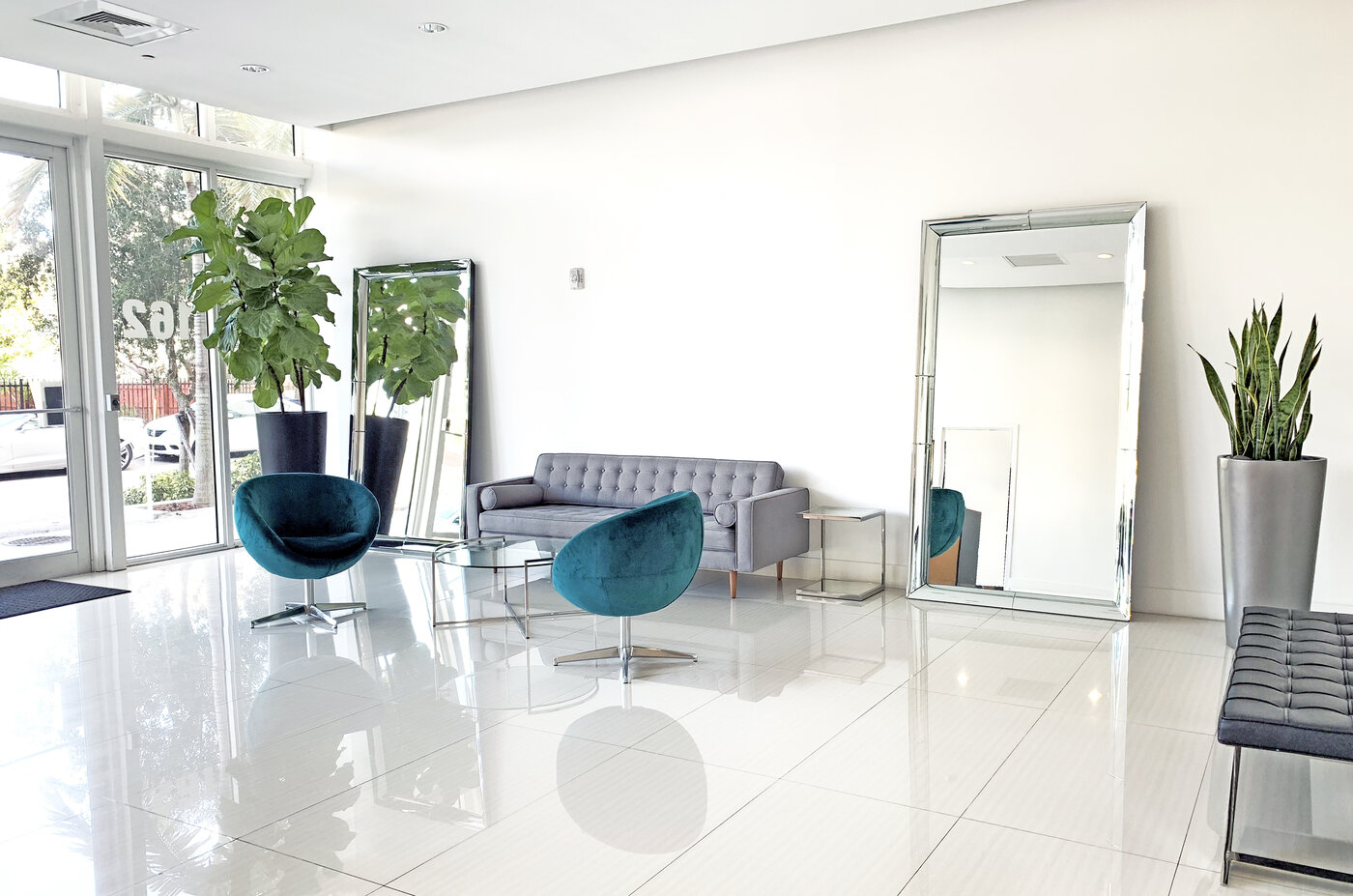 Modern lobby with designer furniture